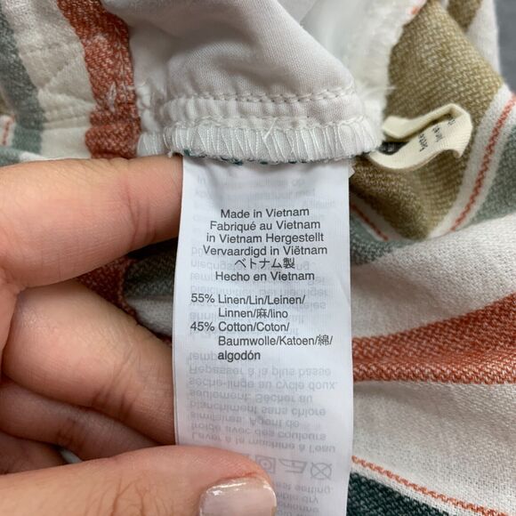Madewell Huston Crop Pant Womens S Multi Stripe Linen Blend Tie Waist Pull On - Picture 9 of 14